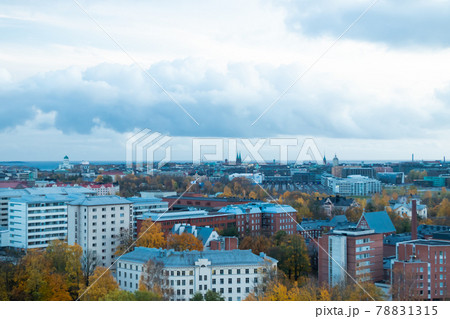 Aerial view of Helsinki Center at autumn cloudy evening. Aerial view of Helsinki Center at autumn cloudy evening. 78831315