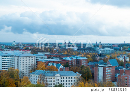 Aerial view of Helsinki Center at autumn cloudy evening. Aerial view of Helsinki Center at autumn cloudy evening. 78831316