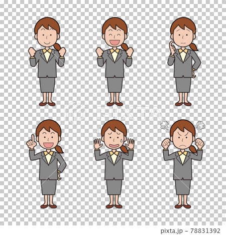 Female office worker facial expression pose set Female office worker facial expression pose set 78831392