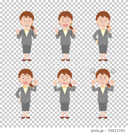 Female office worker facial expression pose set Female office worker facial expression pose set 78831393