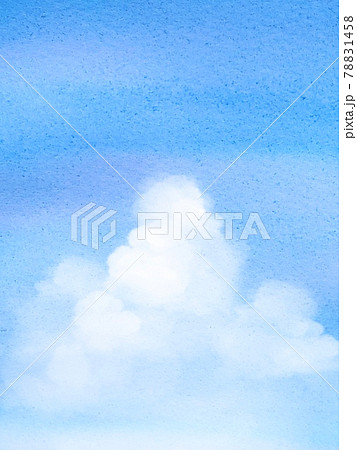 夏空入道雲イラスト 水彩背景のイラスト素材