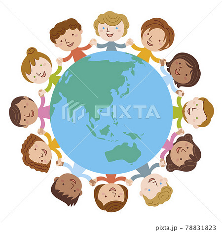 地球の各国各人種が手を繋ぎ仲良し 78831823