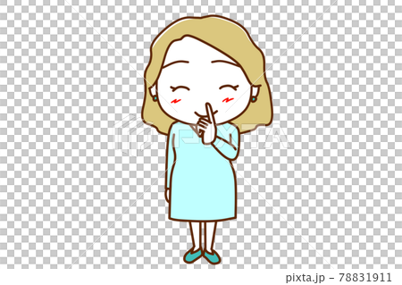 <Whole body / front> A white woman who smiles by putting her secret finger on her mouth <Whole body / front> A white woman who smiles by putting her secret finger on her mouth 78831911