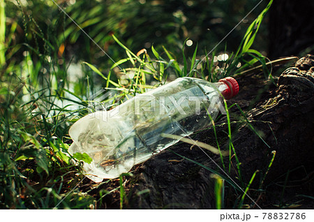 plastic bottle in the forest near the pond. Environmental pollution. Environmental issue and disaster. Go Green, Zero Waste, Save the Planet, Earth Day, No Plastic, Recycling Concept plastic bottle in the forest near the pond. Environmental pollution. Environmental issue and disaster. Go Green, Zero Waste, Save the Planet, Earth Day, No Plastic, Recycling Concept 78832786