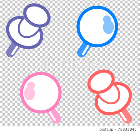 カラフルな押しピンの種類別イラスト 78833843