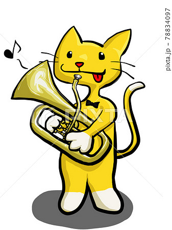 ユーフォニアムを演奏しているネコのイラスト 78834097