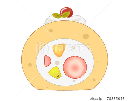 フルーツロールケーキの断面のイラスト素材