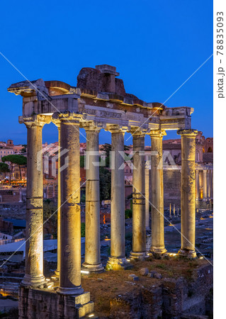 Temple of Saturn in Rome at Dusk Temple of Saturn in Rome at Dusk 78835093