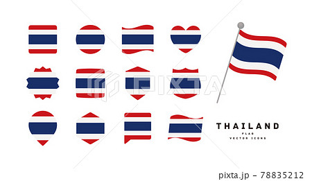 タイの国旗 色々な形のアイコンセット ベクターイラスト 78835212
