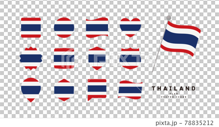 タイの国旗 色々な形のアイコンセット ベクターイラスト 78835212