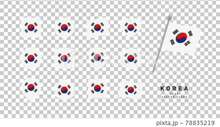 韓国の国旗 色々な形のアイコンセット ベクターイラスト 78835219