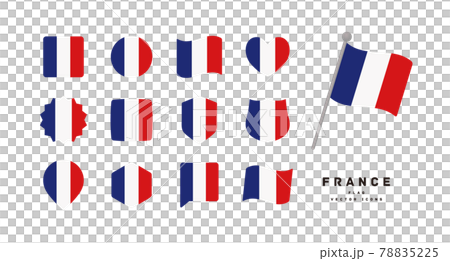 フランスの国旗 色々な形のアイコンセット ベクターイラスト 78835225