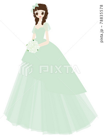カラードレスの花嫁のイラスト素材