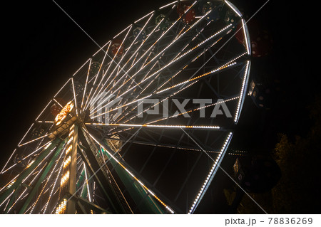Ferris wheel at the amusement park, night illumination 78836269