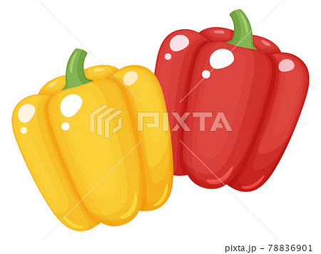 パプリカのイラスト 赤と黄色のイラスト素材
