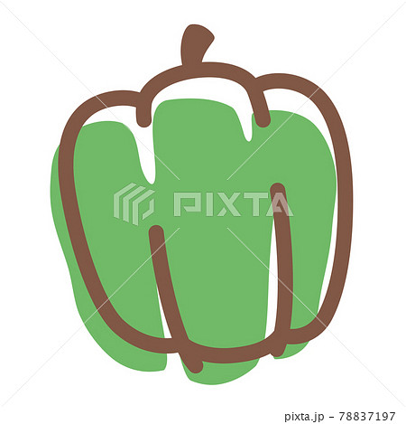 かわいいピーマンのイラスト 手書き風のイラスト素材