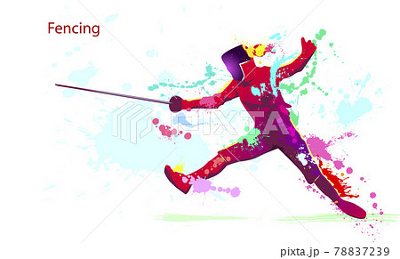 Fencer colorful bright silhouette 78837239