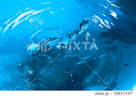 Drop of water. Blue water drop. Falling water. Water splash close-up. Rain close up 78837587