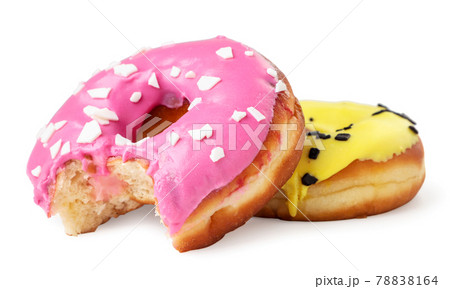 Bitten donut and whole on a white background. Isolated 78838164