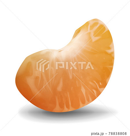 Realistic vector mandarin slice. Close-up illustration of tangerine isolated on white background Realistic vector mandarin slice. Close-up illustration of tangerine isolated on white background 78838808