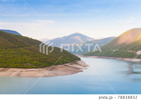 Georgian landscape with mountain lake 78838832