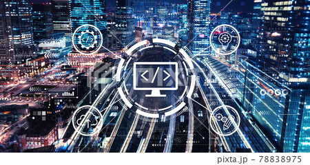 Web development concept with a large train station 78838975