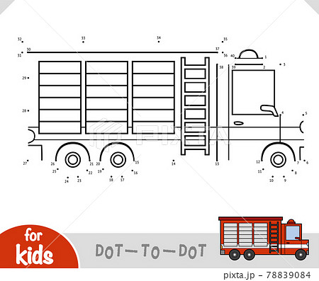 Numbers game, education dot to dot game for kids, Fire engine 78839084