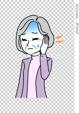 耳鳴りに苦しむシニア 女性のイラスト素材 耳鳴りに苦しむシニア 女性のイラスト素材
