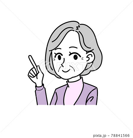 シニア 女性 指差し ポーズのイラスト素材