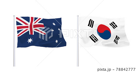 韓国とオーストラリアの旗