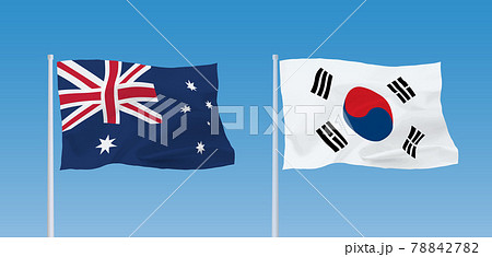 韓国とオーストラリアの旗