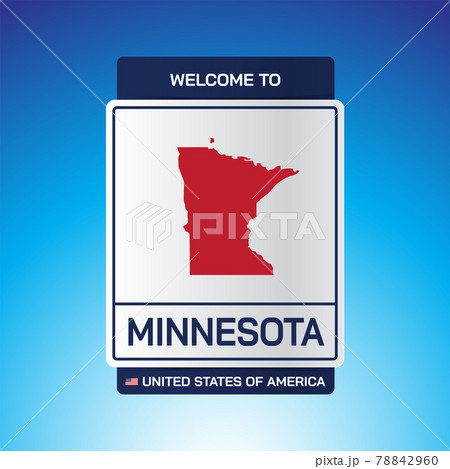 The Sign United states of America with  message, Minnesota and map on Blue Background vector art image illustration. 78842960