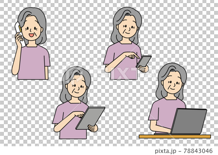 電話や端末で予約をする高齢女性 78843046
