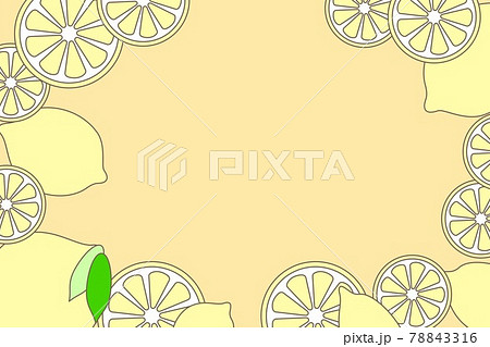 イラスト背景素材 カワイイ夏らしい黄色のビタミンレモンフレームのイラスト素材