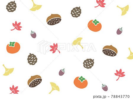 秋のモチーフ かわいい手書きパターン背景のイラスト素材