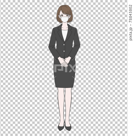 マスクをつけて立つスーツの女性 マスクをつけて立つスーツの女性 78843802