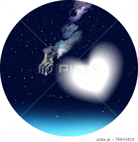 七夕祭り ハートがうかぶ星空のイラスト素材