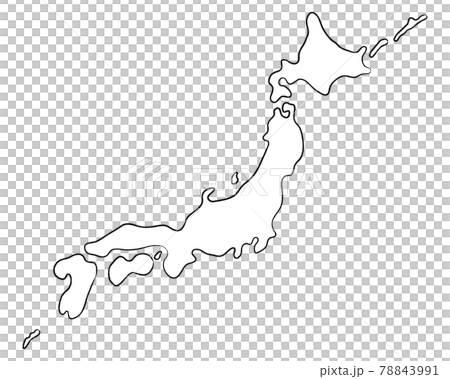 Hand-drawn style Japanese map (line drawing,... - Stock Illustration ...