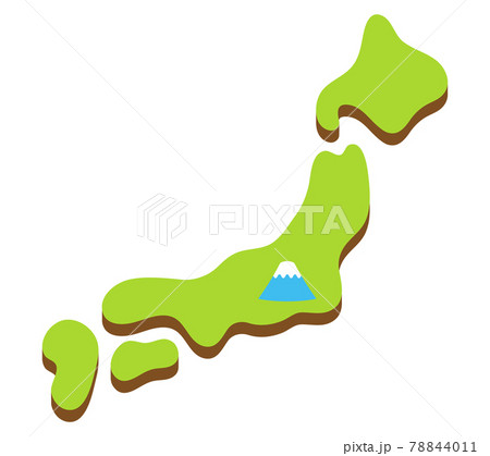 立体的な日本列島と富士山のアイコン POPな日本地図 立体的な日本列島と富士山のアイコン POPな日本地図 78844011