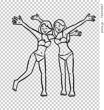 ビーチガールのイラスト 線画 ビーチガールのイラスト 線画 78844867