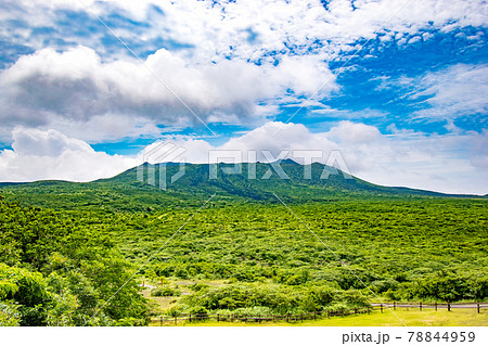 東京都大島町の伊豆大島にある火山三原山頂口からのトレッキングコースで見た三原山の風景 東京都大島町の伊豆大島にある火山三原山頂口からのトレッキングコースで見た三原山の風景 78844959