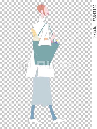 食品を買って帰る女性 78845122
