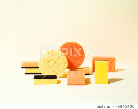 Foam rubber sponges in different shapes. Round and 78845400
