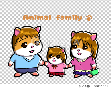Illustration material that hamster couple and daughter are walking happily 78845535