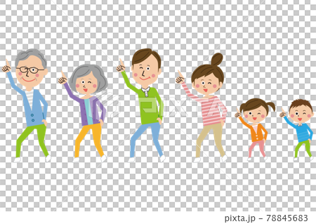 流行家族第 4 代和第 3 代家庭笑著跳舞 78845683