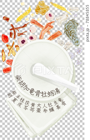 漢方生薬「柴胡加竜骨牡蛎湯」手描き水彩風イラスト 漢方生薬「柴胡加竜骨牡蛎湯」手描き水彩風イラスト 78845855