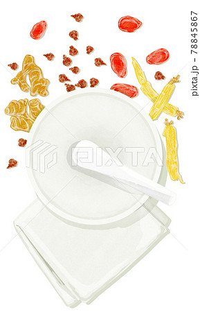 漢方生薬「呉茱萸湯」手描き水彩風イラスト 78845867