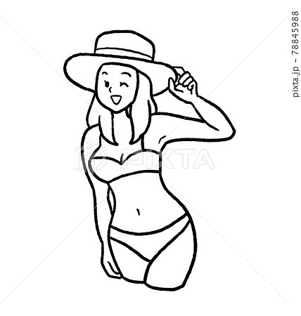 ビキニを着た女性のイラスト 線画 ビキニを着た女性のイラスト 線画 78845988