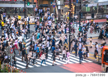 日本の東京都市景観　6月・3度目の宣言再延長下。多くの人出だが明日、まん延防止へ＝6月20日、渋谷 78845990