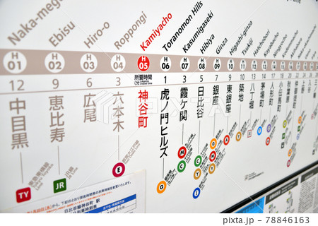東京メトロ日比谷線神谷町駅の案内表示の写真素材 [78846163] - PIXTA